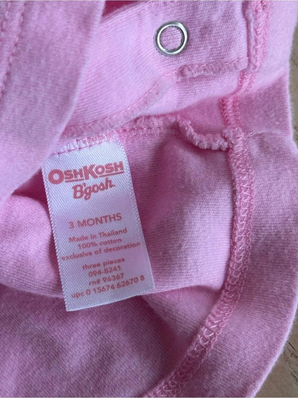 Oshkosh B’Gosh Pink 3 Months Top Tshirt Snap On Cotton Vintage Style